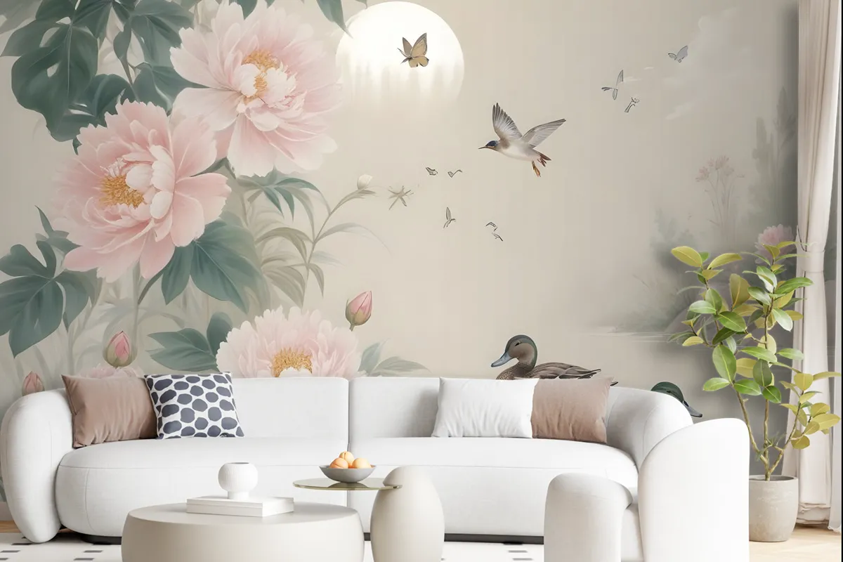 Nostalgic Peony Blossom Wallpaper Mural