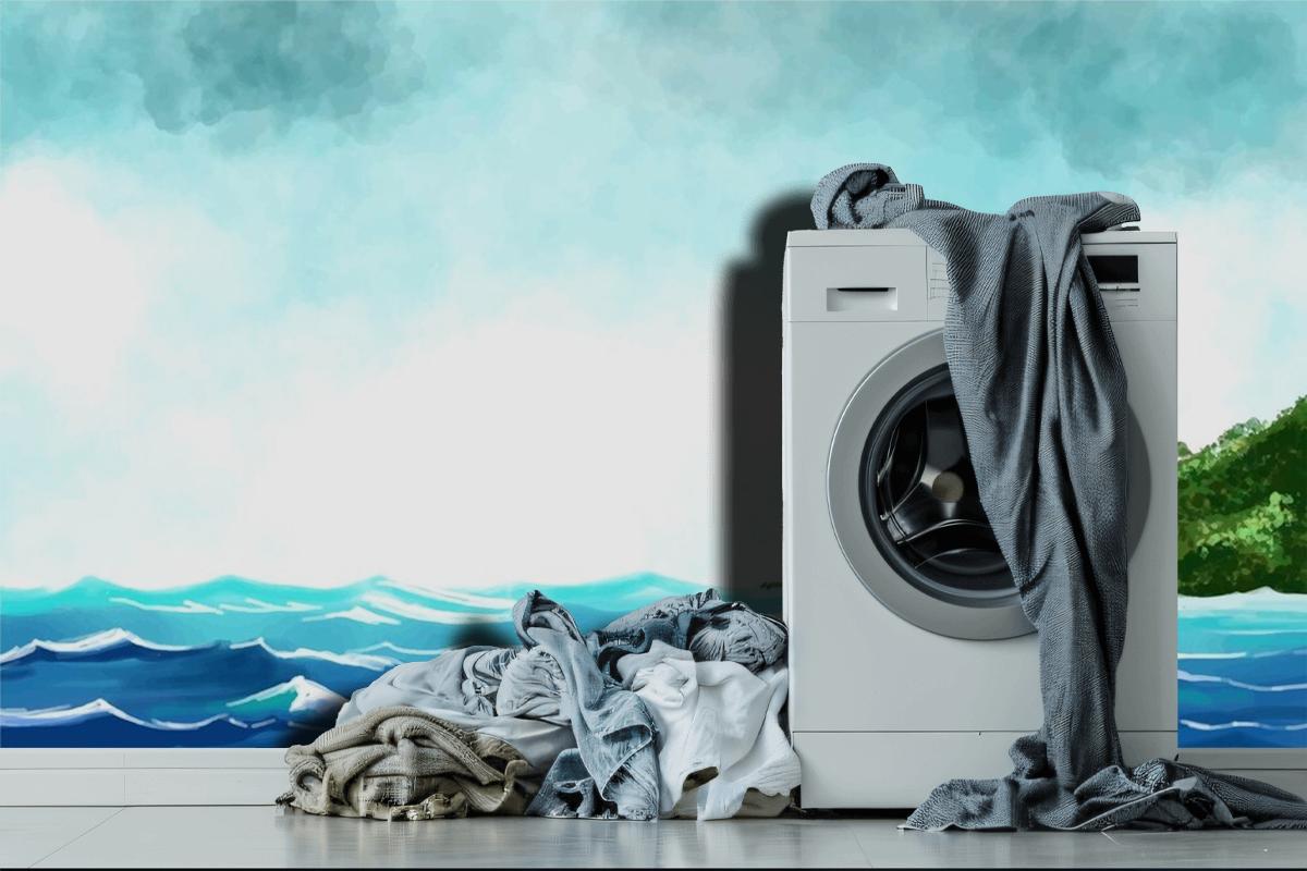 Ocean Underwater Blue Wave Laundry Room Wallpaper Mural