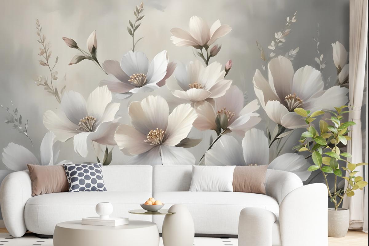 Oil Painting Pastel Floral Wallpaper Mural