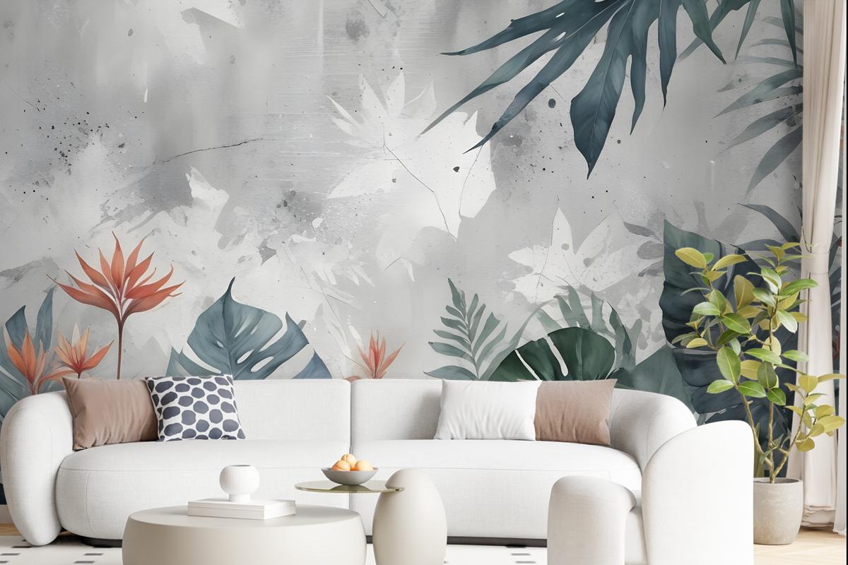 Old Tropical Leaf Wallpaper Mural