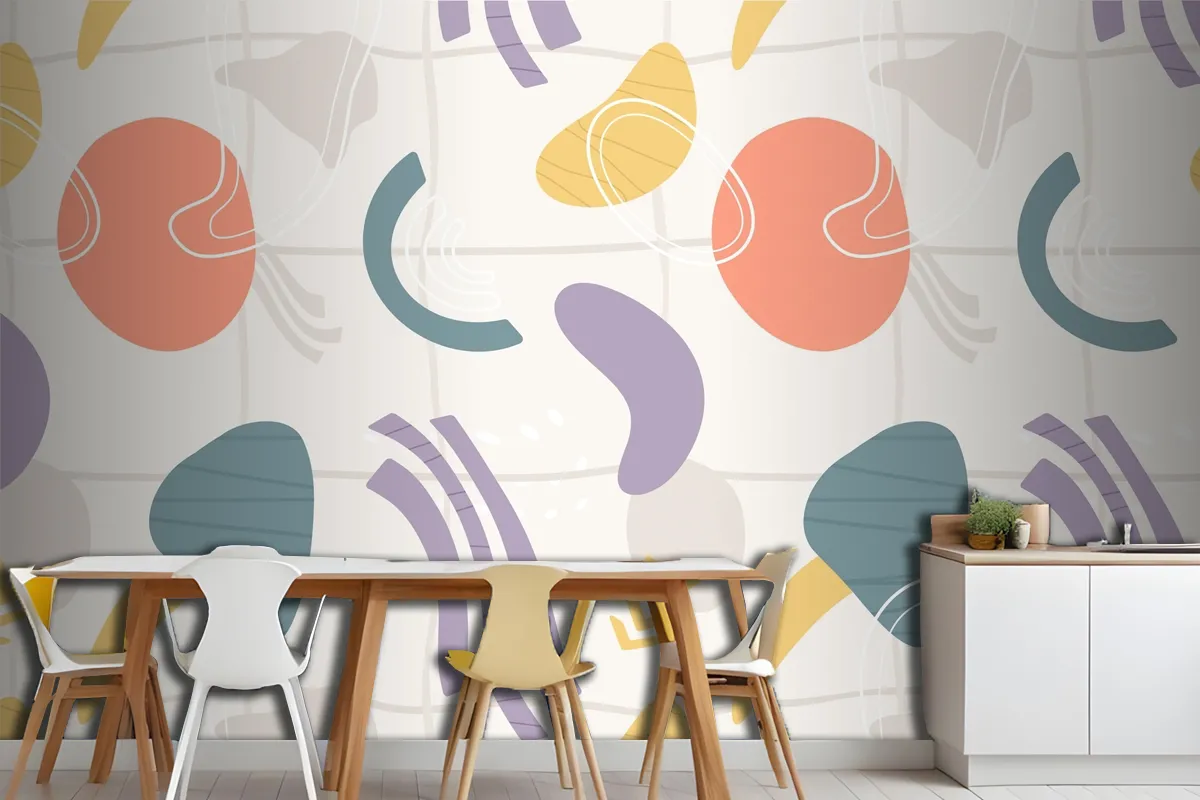 Organic Flat Abstract Element Pattern Wallpaper Mural