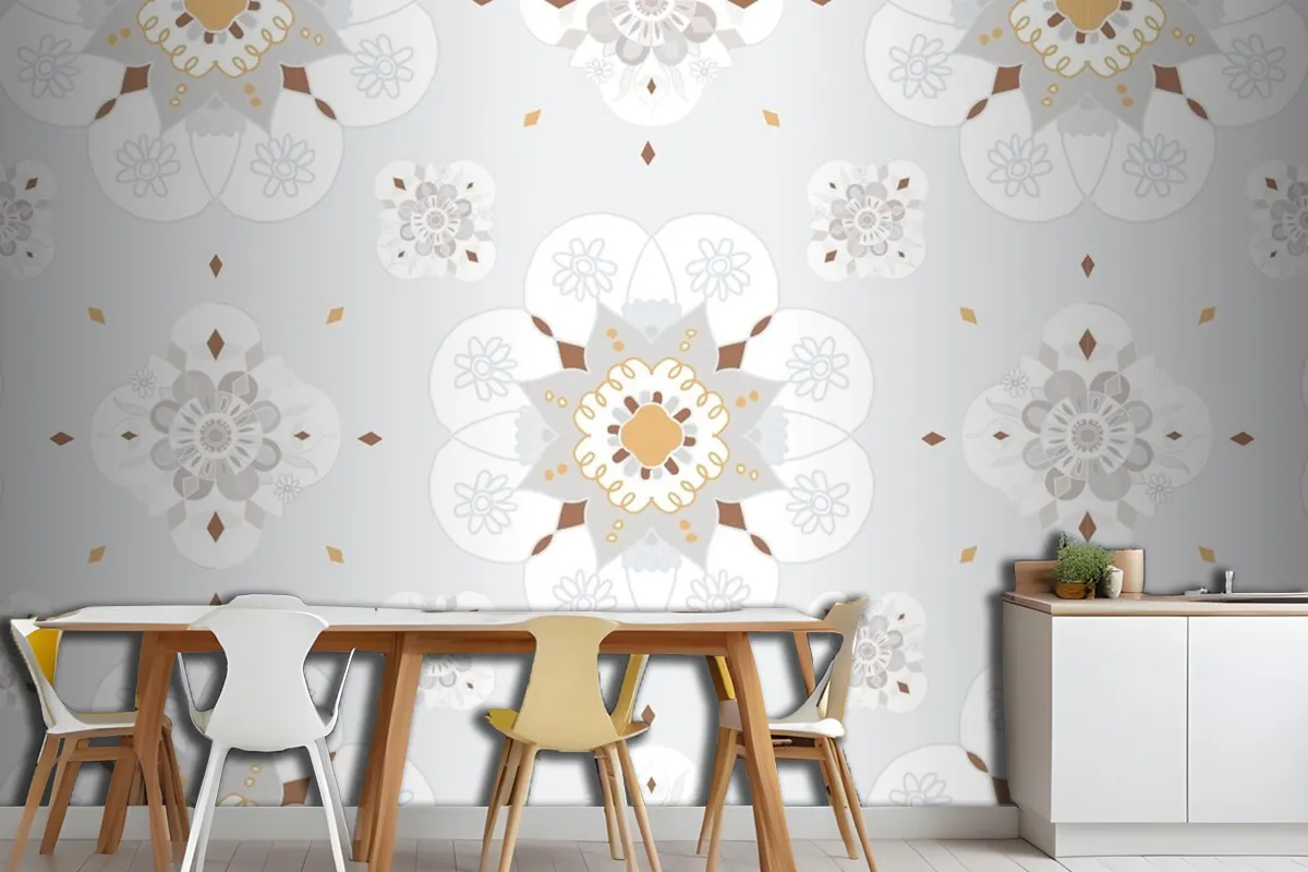 Oriental Mandala Floral Pattern Wallpaper Mural