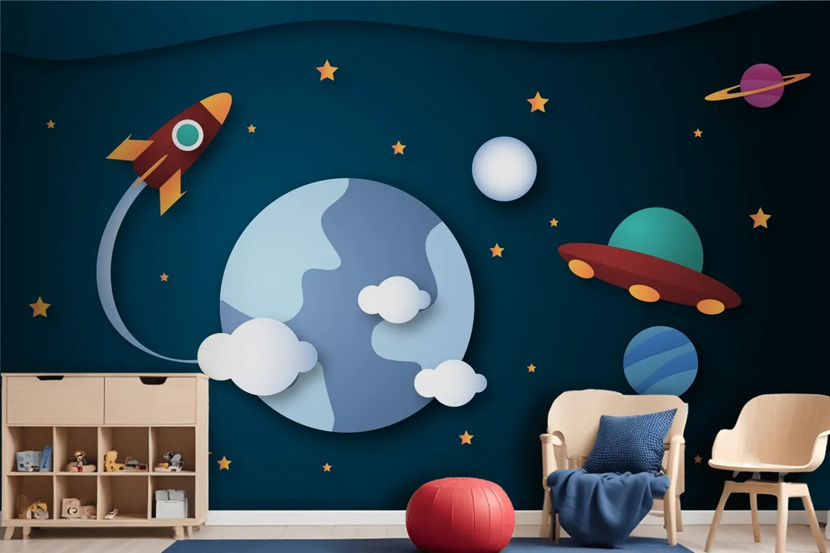 Paper Style Galaxy Background Wallpaper Mural