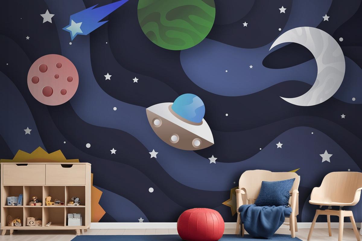 Paper Style Galaxy Boys Wallpaper Mural