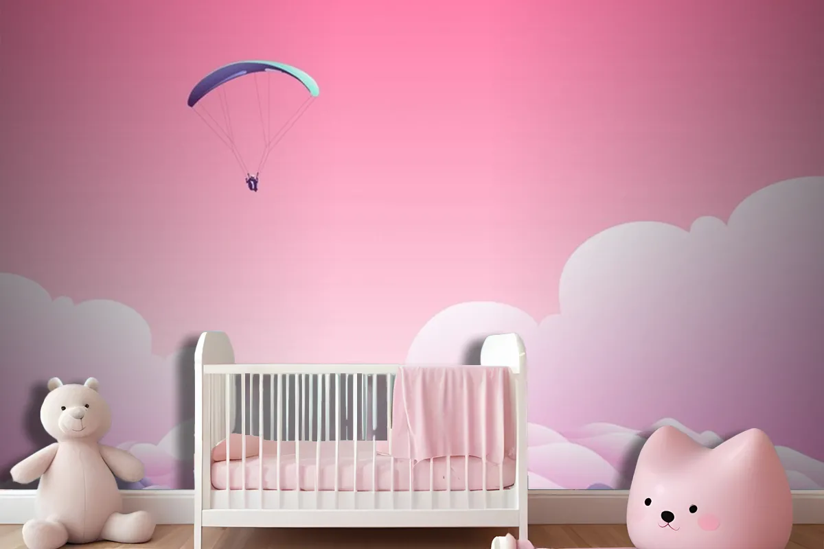 Parachute Above The Clouds Wallpaper Mural