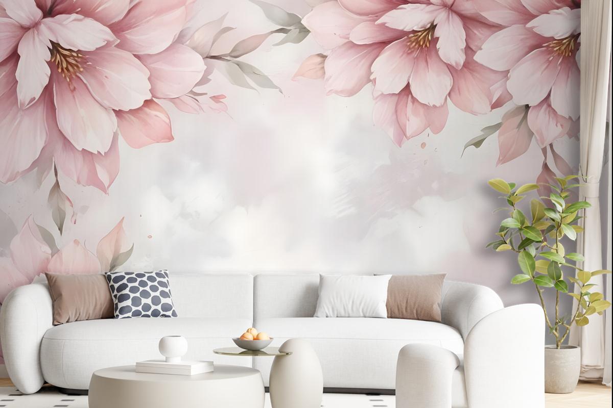 Pastel Pink Flower Wallpaper Mural