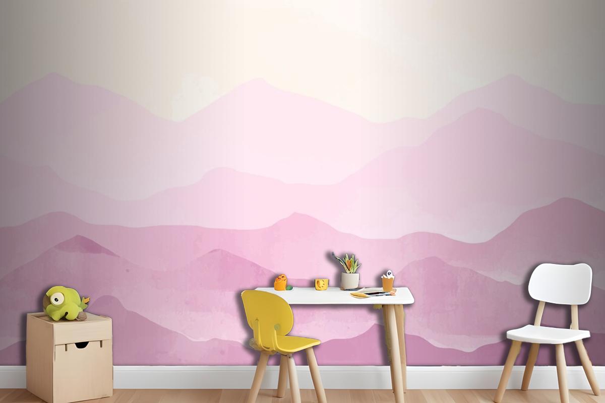 Pastel Watercolor Mountains Background Wallpaper Mural