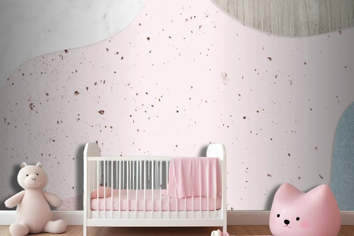 Pink And Blue Collage Textured Wallpaper Mural