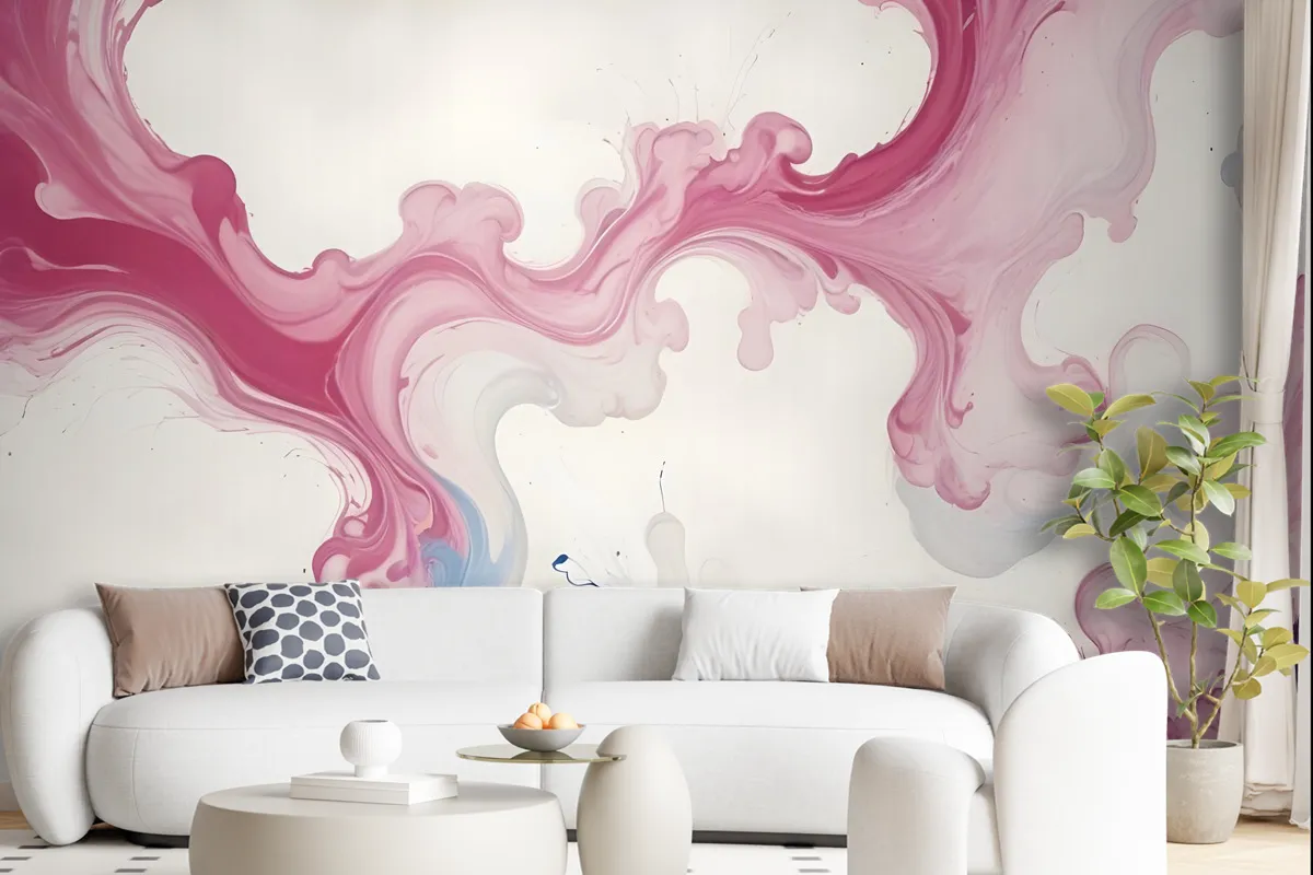 Pink Blue Marble Style Brush Wallpaper Mural