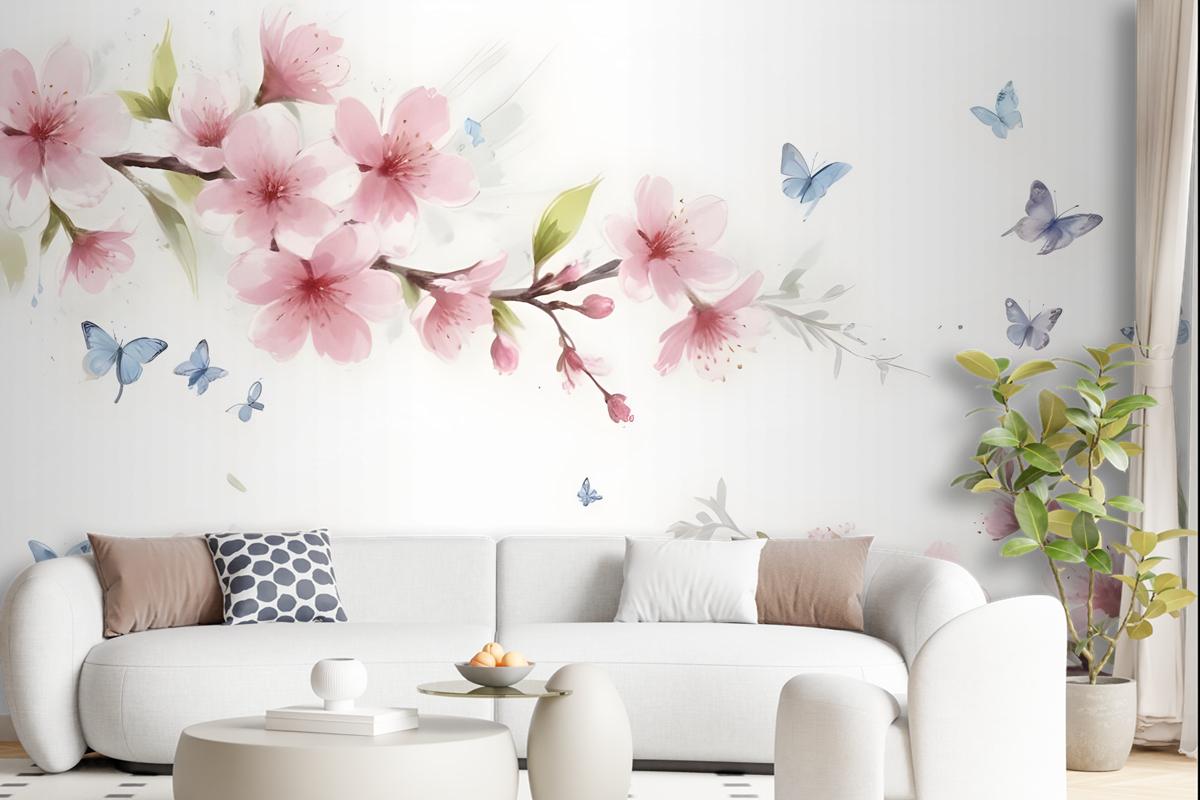 Pink Cherry Blossom Wallpaper Mural