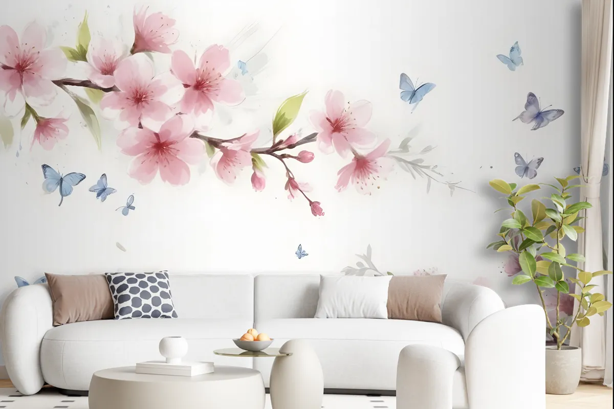 Pink Cherry Blossom Wallpaper Mural