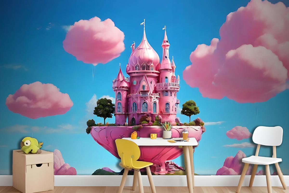 Pink Magic House Design Wallpaper Mural