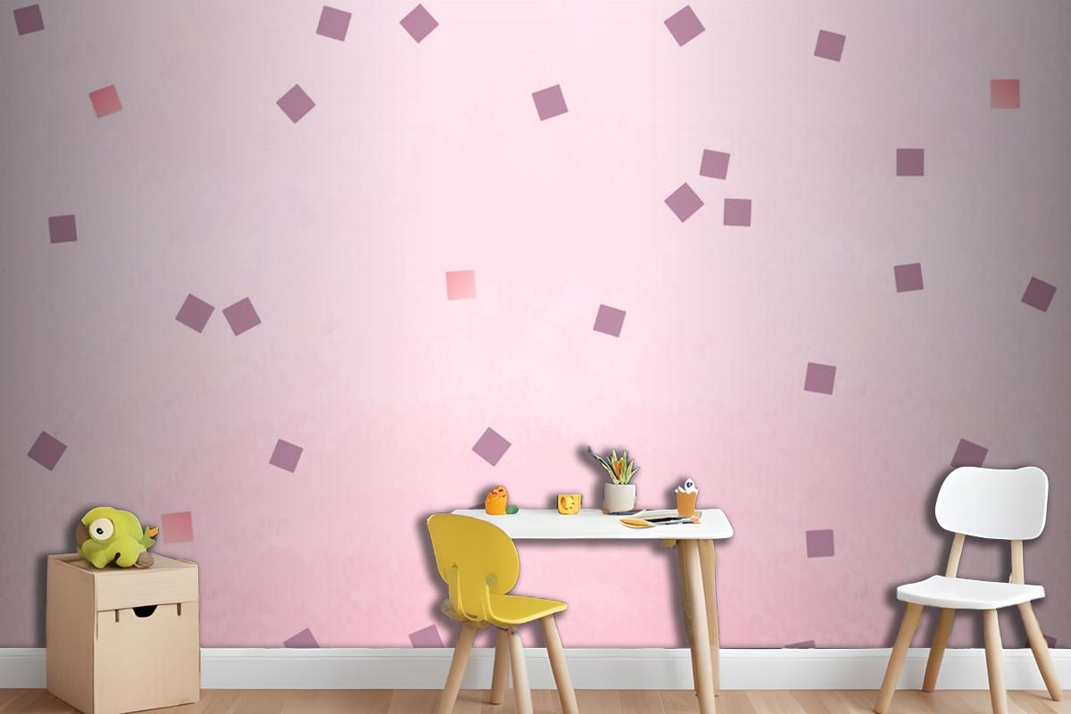 Pink Square Polka Dots Wallpaper Mural