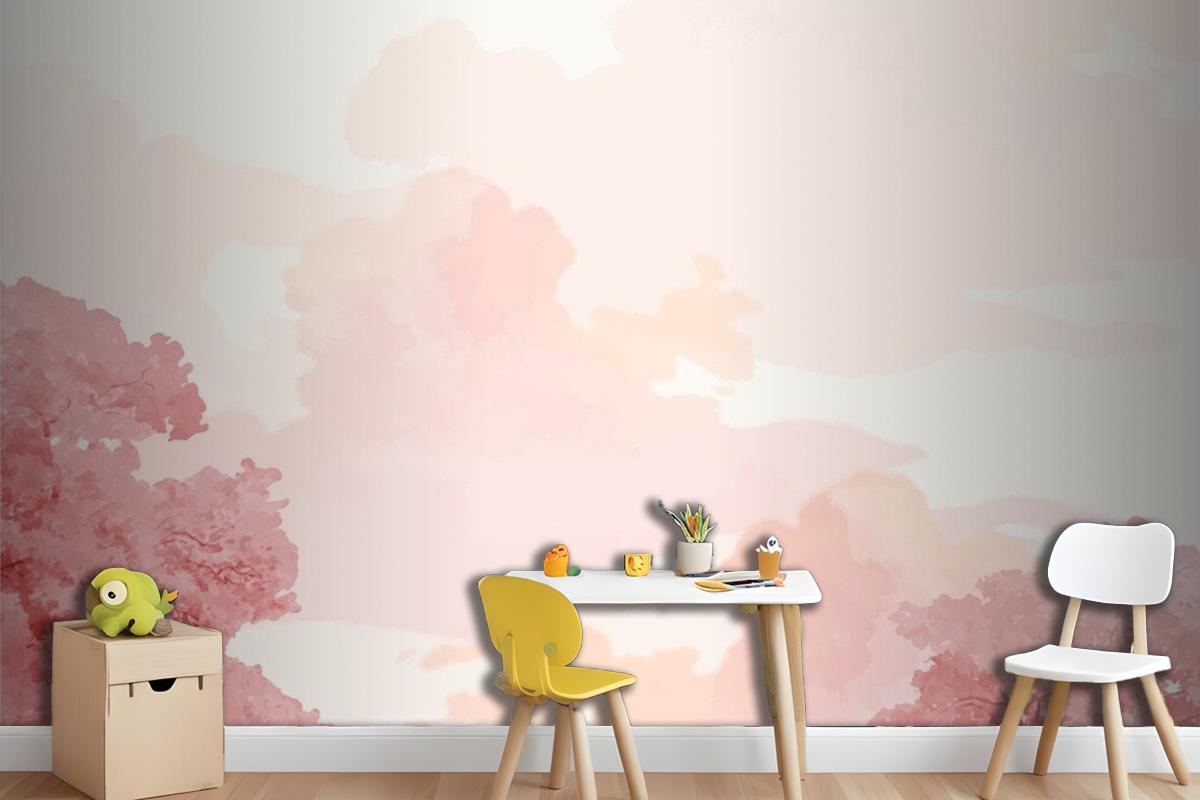 Pink Trees And Sky Banner Wallpaper Mural