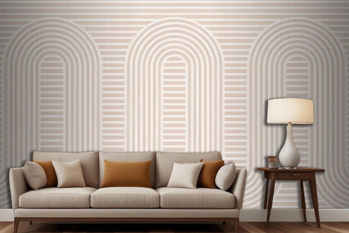 Pink Zen Garden Curves & Stripes Wallpaper Mural