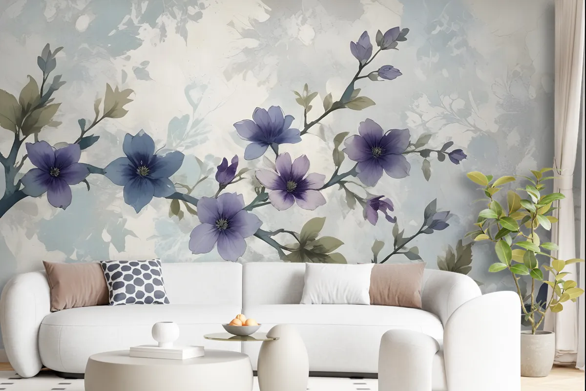 Retro Magnolia Blossom Wallpaper Mural