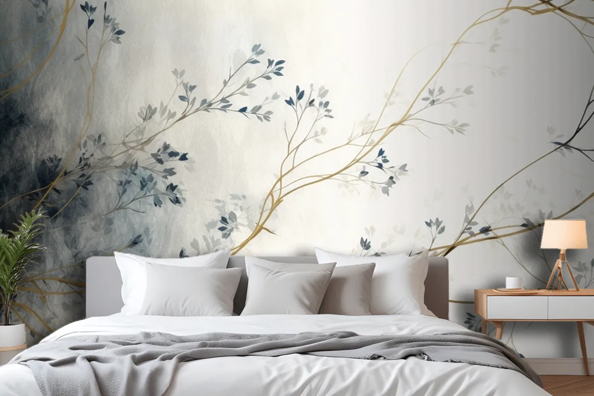 Retro Nostalgic Golden Brushstrokes Wallpaper Mural