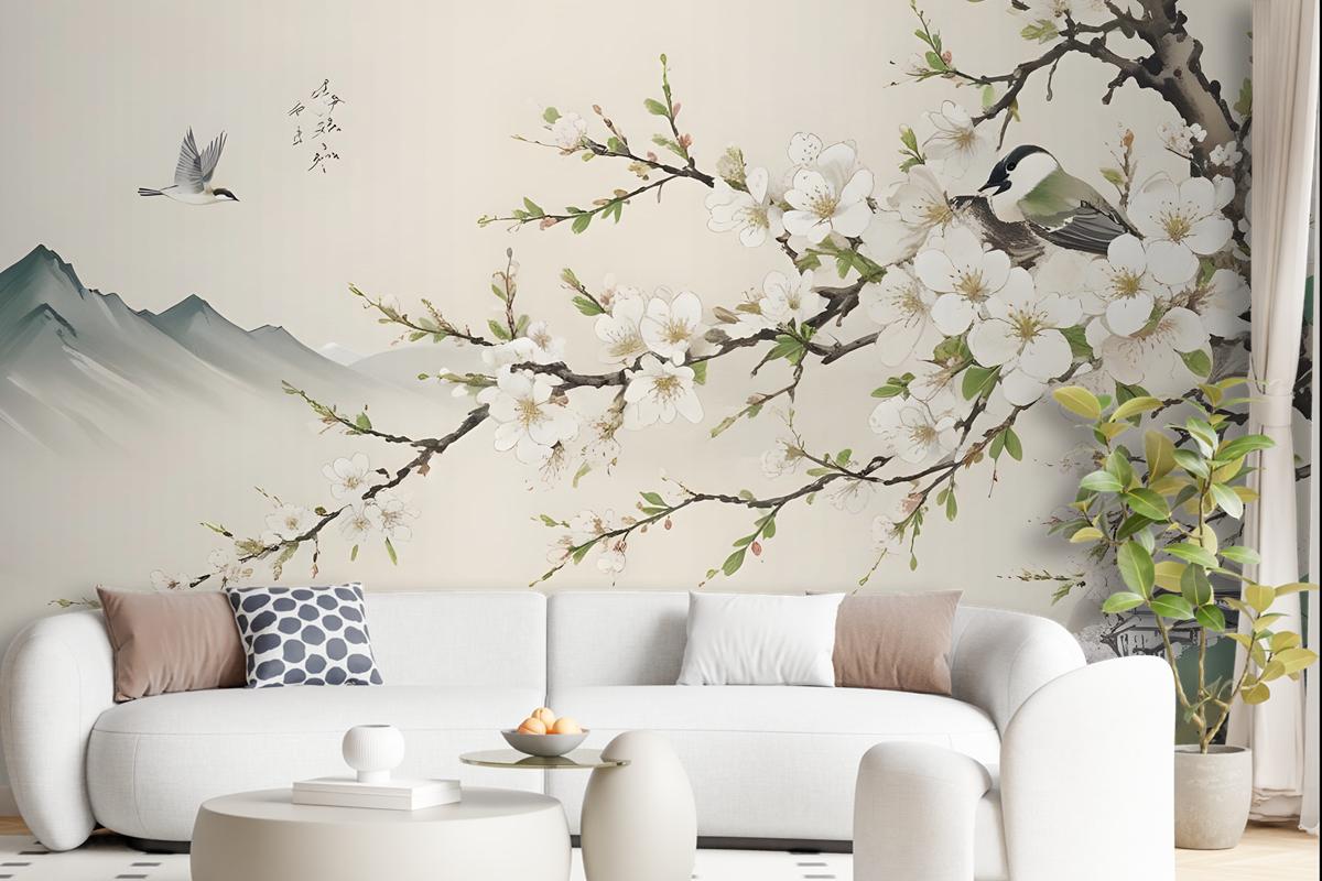 Retro Plum Blossom Wallpaper Mural