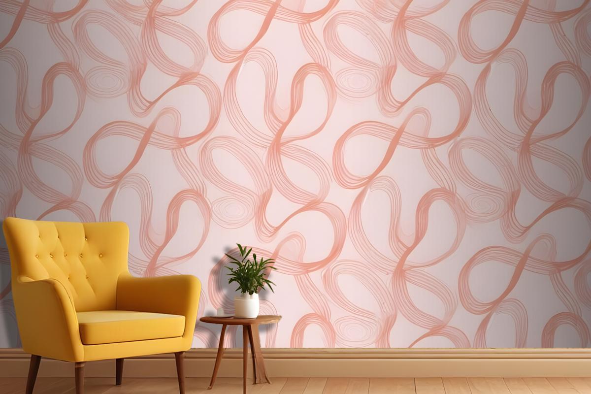 Seamless Abstract Pattern With Organic Flowing Shapes In Shades Of Pink And Peach Wallpaper Mural