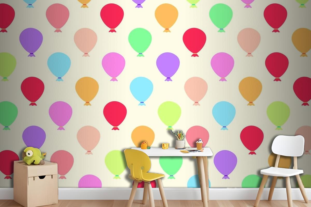 Seamless Colorful Balloons Pattern Wallpaper Mural