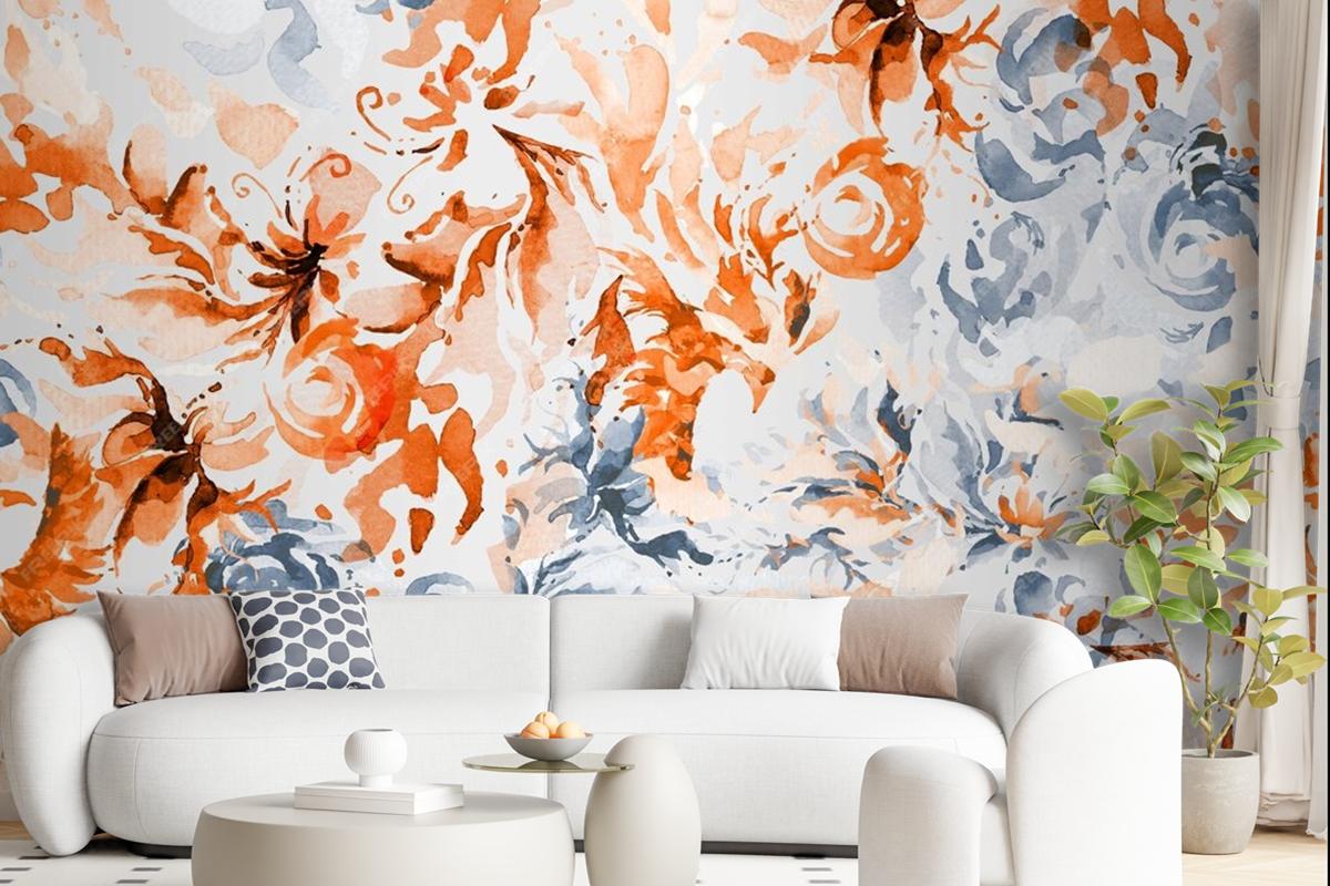 Seamless Pattern Abstract With Watercolor Floral Wallpaper Mural