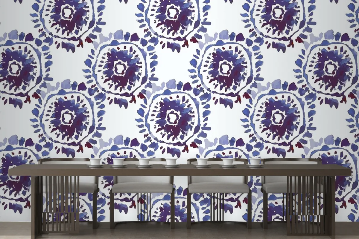 Shibori Hand Painted Pattern Watercolor Wallpaper Mural