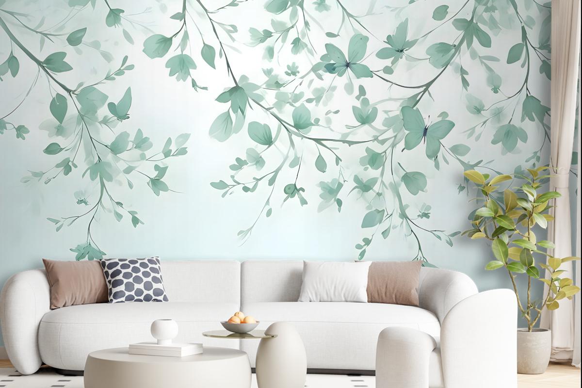 Soft Green Blossom Wallpaper Mural