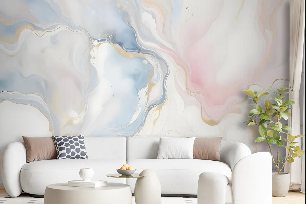 Soft Neutral Abstract Marble Art Wallpaper Mural