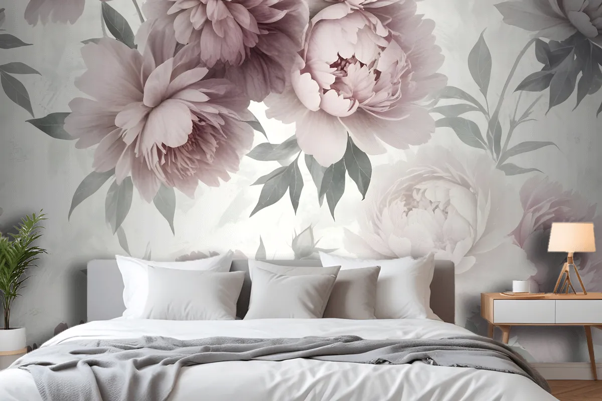 Soft Peony Floral Wallpaper Mural