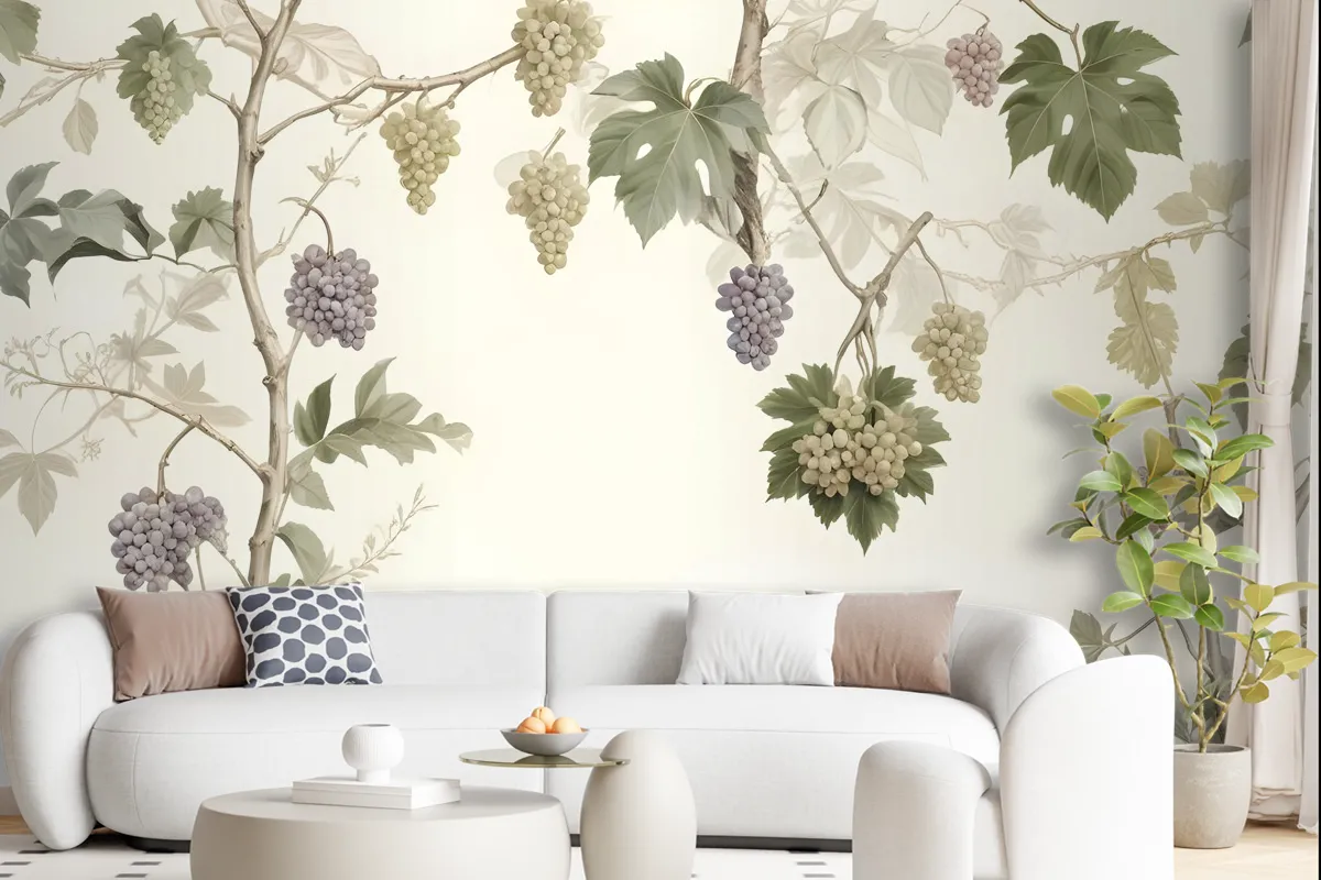 Soft Tropical Grape Trees And Durian Fruits Wallpaper Mural