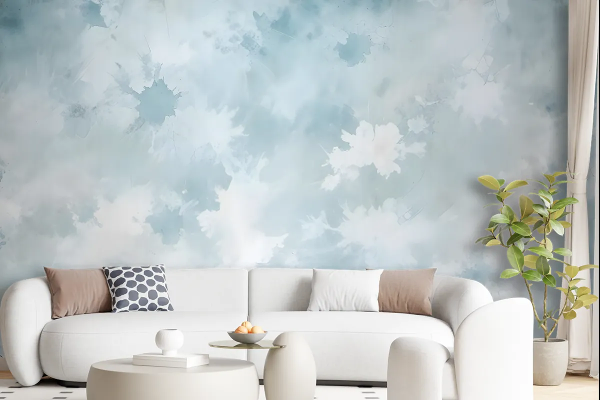 Soft Turquoise Brush Wallpaper Mural