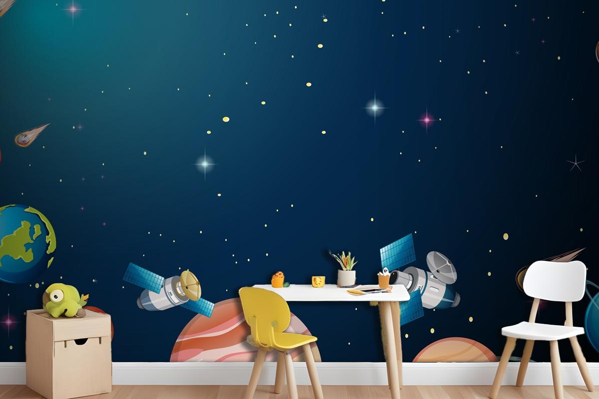 Solar System Universe Scene Wallpaper Mural