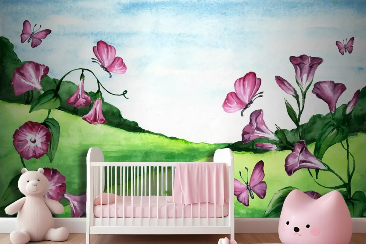 Spring Landscape Girl Wallpaper Mural