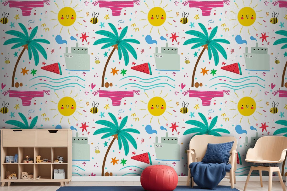 Summer Pattern For Zoom Wallpaper Mural