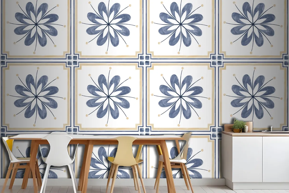 Tiles Textured Pattern Design Kitchen Wallpaper Mural