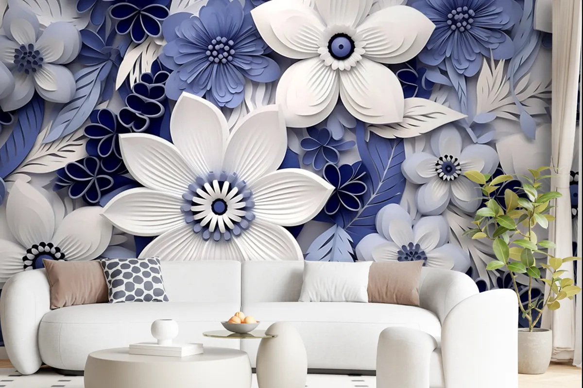 Top View Beautiful Flowers Arrangement Wallpaper Mural