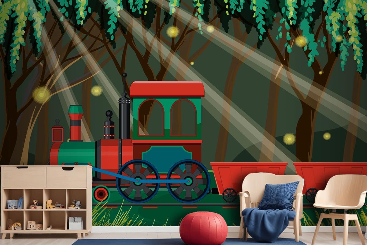 Train With Natural Scene Wallpaper Mural