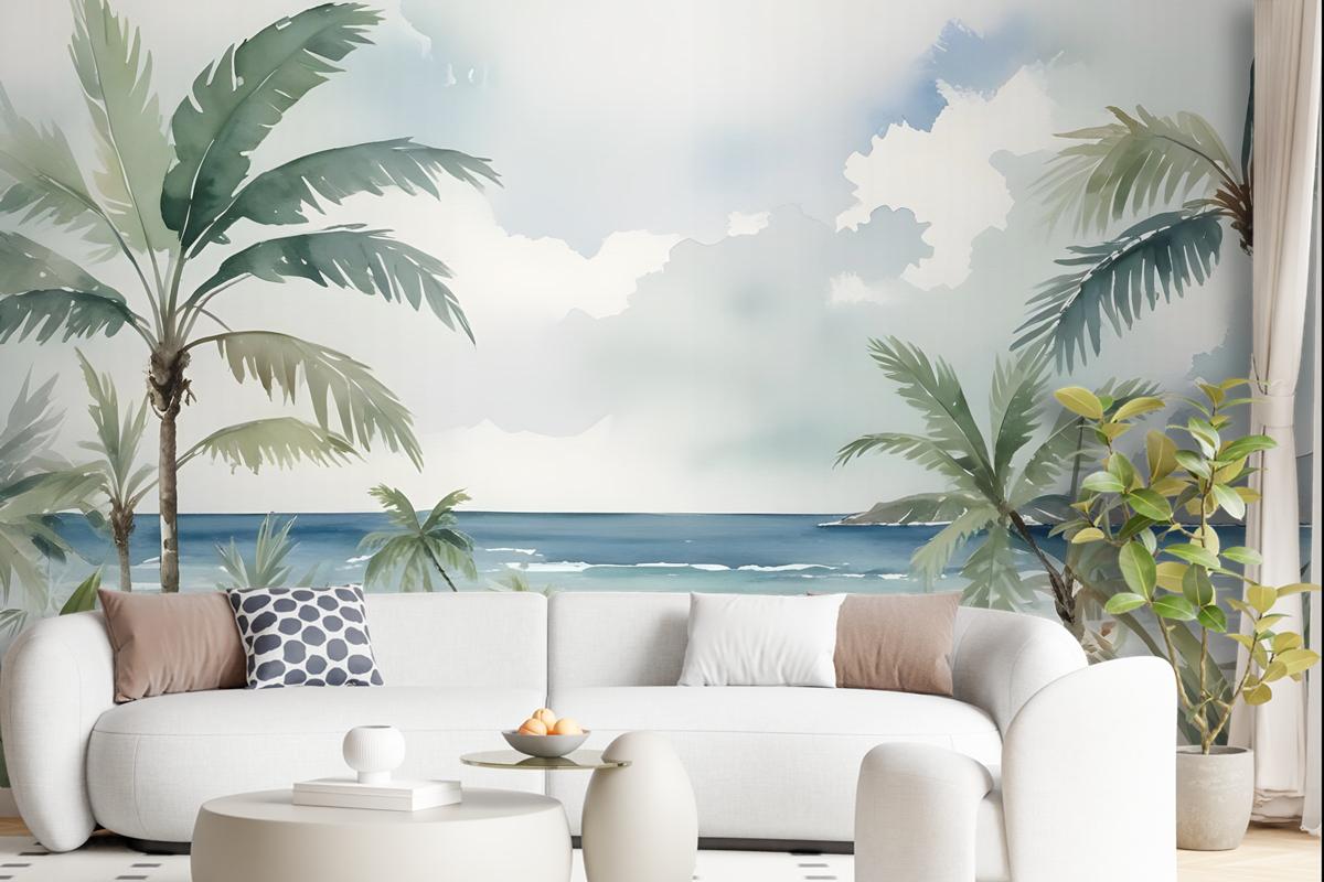 Tropical Beach View Wallpaper Mural