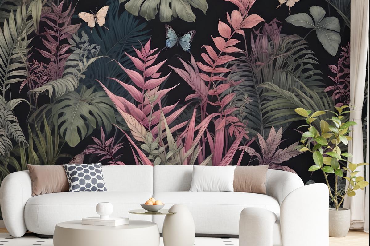 Tropical Butterflies Wallpaper Mural