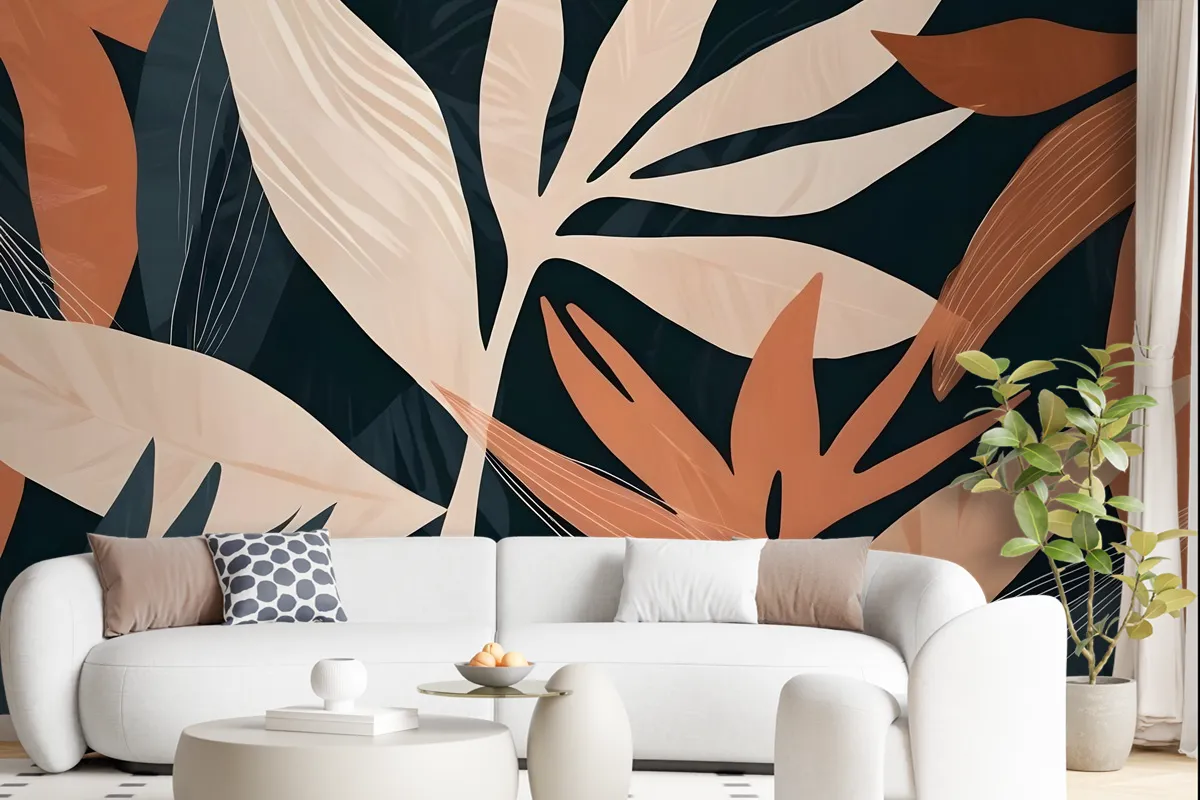 Tropical Foliage Leaves Art Wallpaper Mural