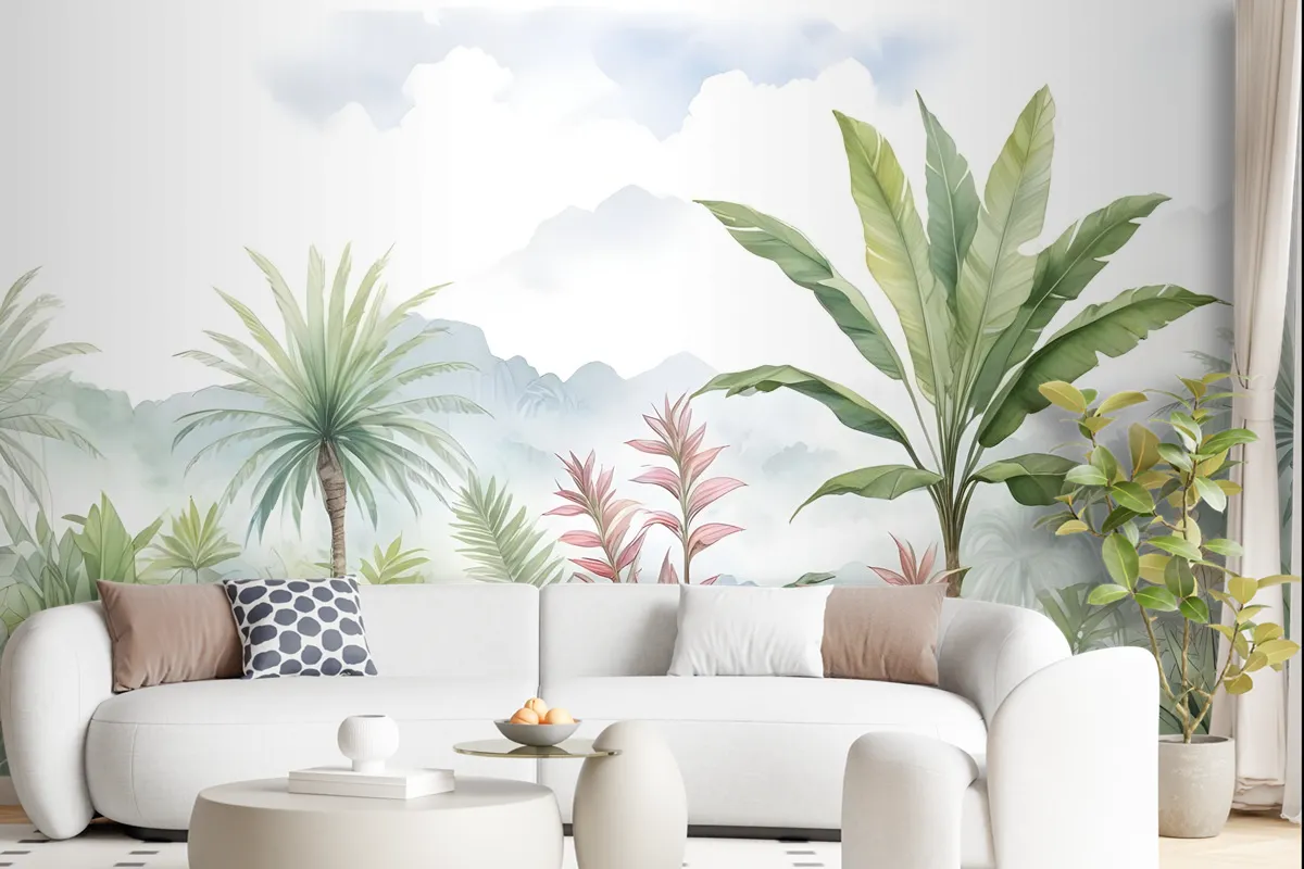 Tropical Forest Landscape And Banana Trees Wallpaper Mural