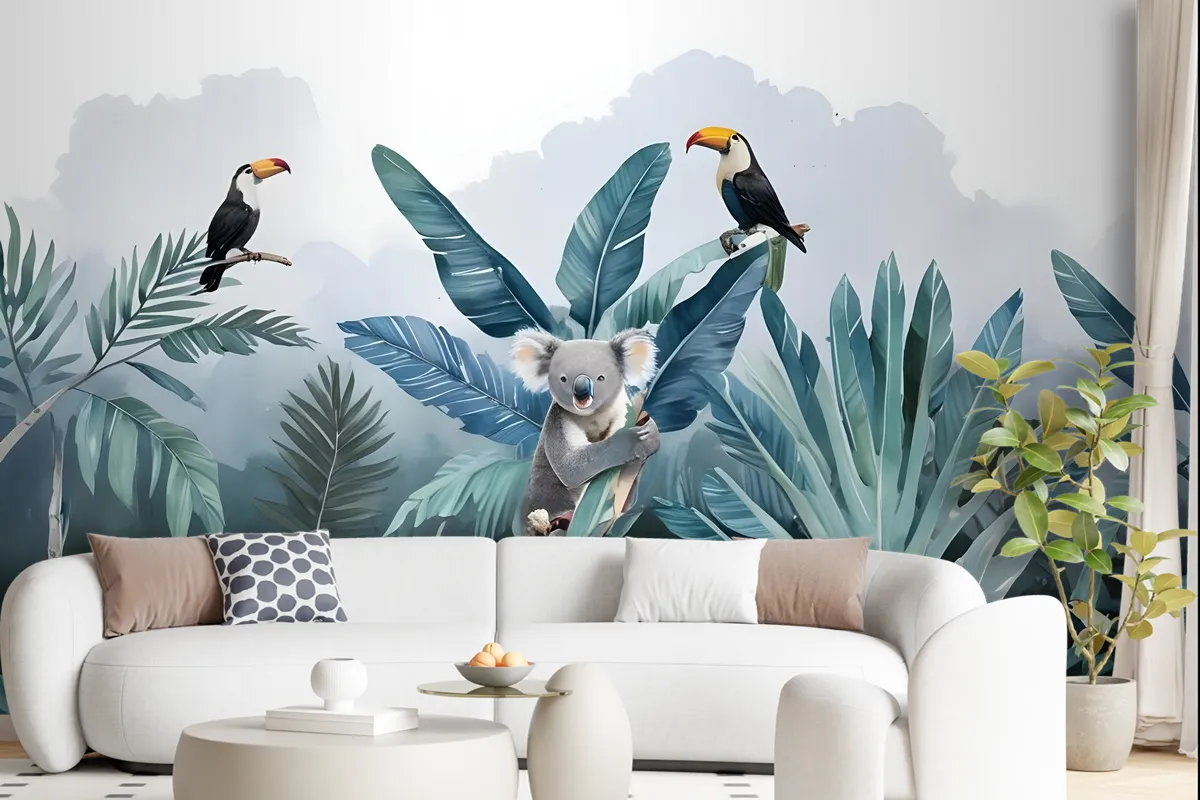 Tropical Forest With Koala Toucan Wallpaper Mural