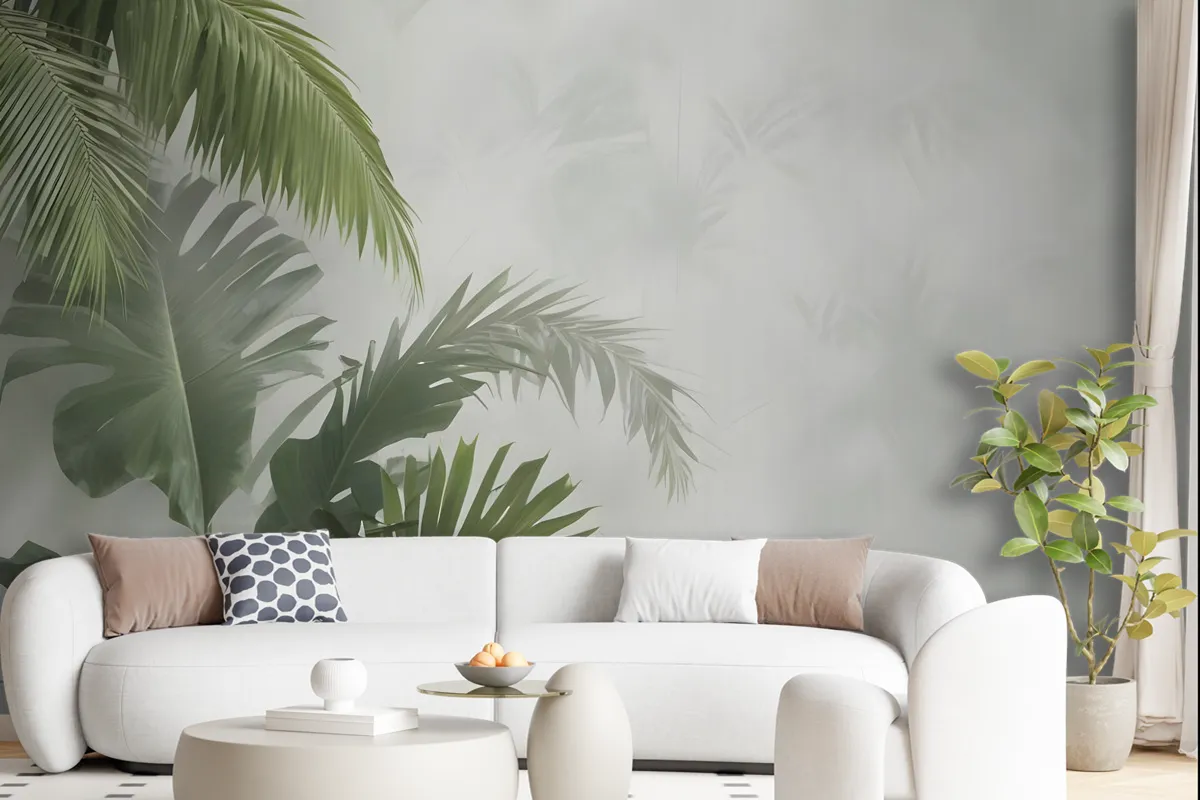 Tropical Green Palm Leaves Wallpaper Mural