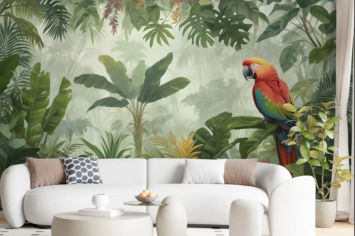 Tropical Jungle Plants Wallpaper Mural