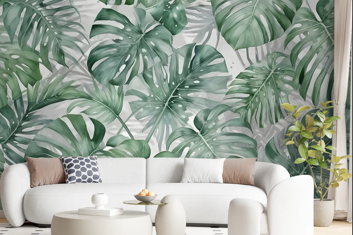 Tropical Leaf Pattern Wallpaper Mural