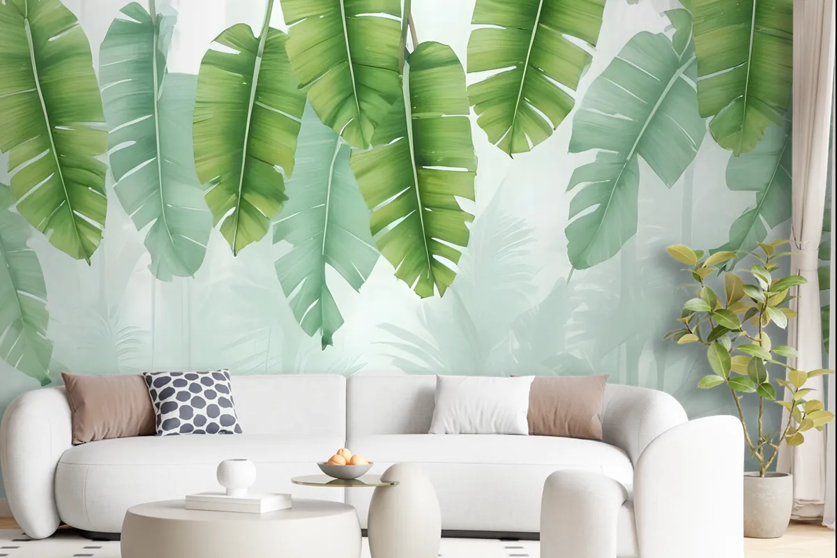 Tropical Leaves And Shading Leaf Wallpaper Mural