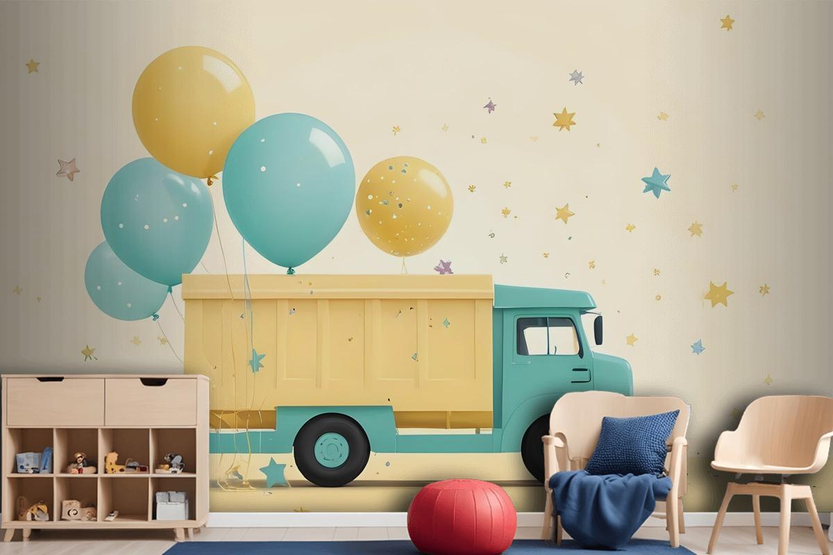 Truck Ballon Kids Wallpaper Mural