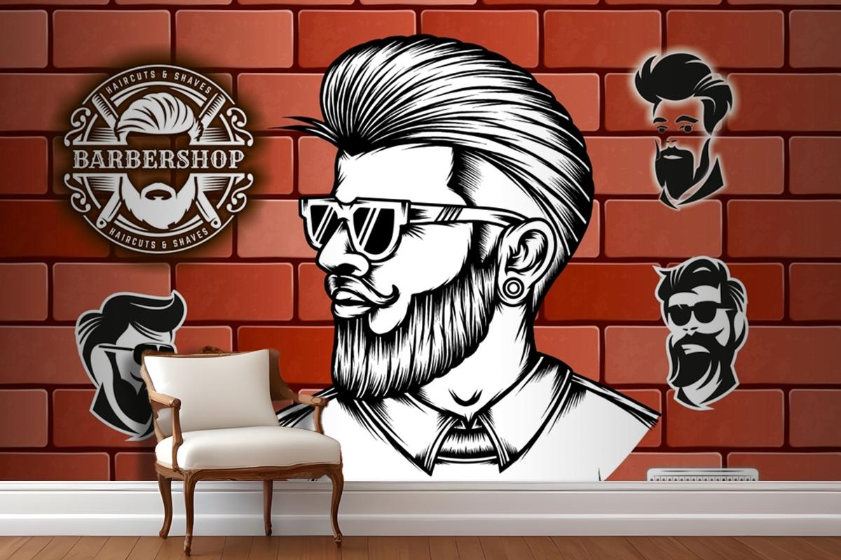 Tuğla Arka Plan Barbershop Duvar Kağıdı