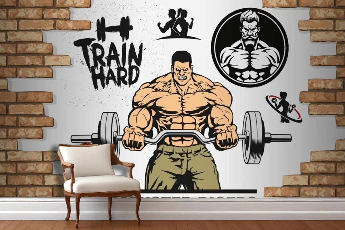 Tuğla Duvar Halter Gym Duvar Kağıdı