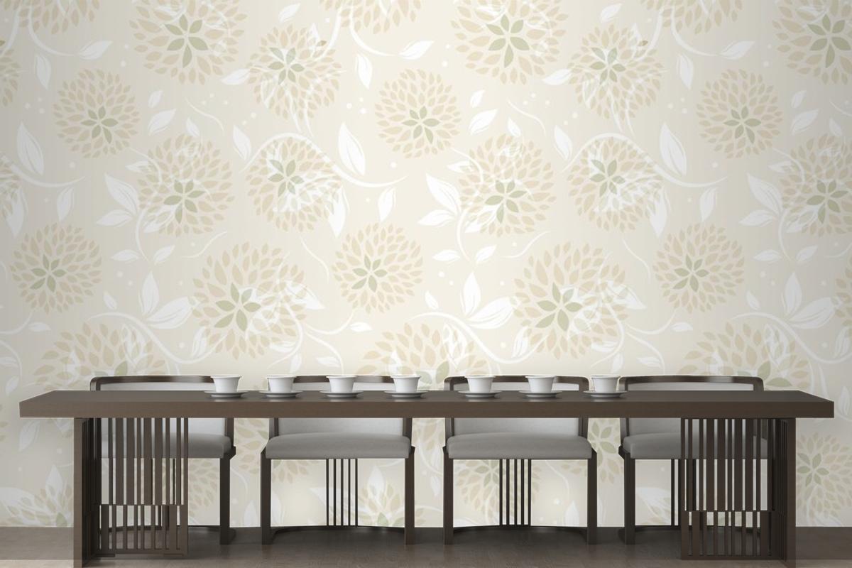 Seamless Floral Pattern Dining Room Wallpaper Mural